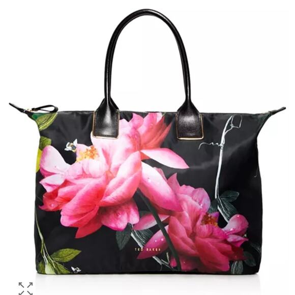 Ted Baker Kaycie Citrus‎ Bloom Fold Nylon Tote Portable Floral Lemons - Picture 1 of 11